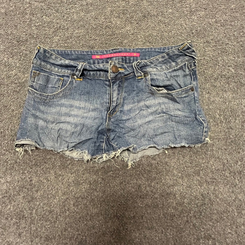 Tinseltown Denim Shorts Womens Size 11 Blue Rhinestone Cutoff Low Rise Stretch